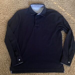 Charles Tyrwhitt Golf Pullover Polo Shirt Mens medium Blue Long Sleeve Collared